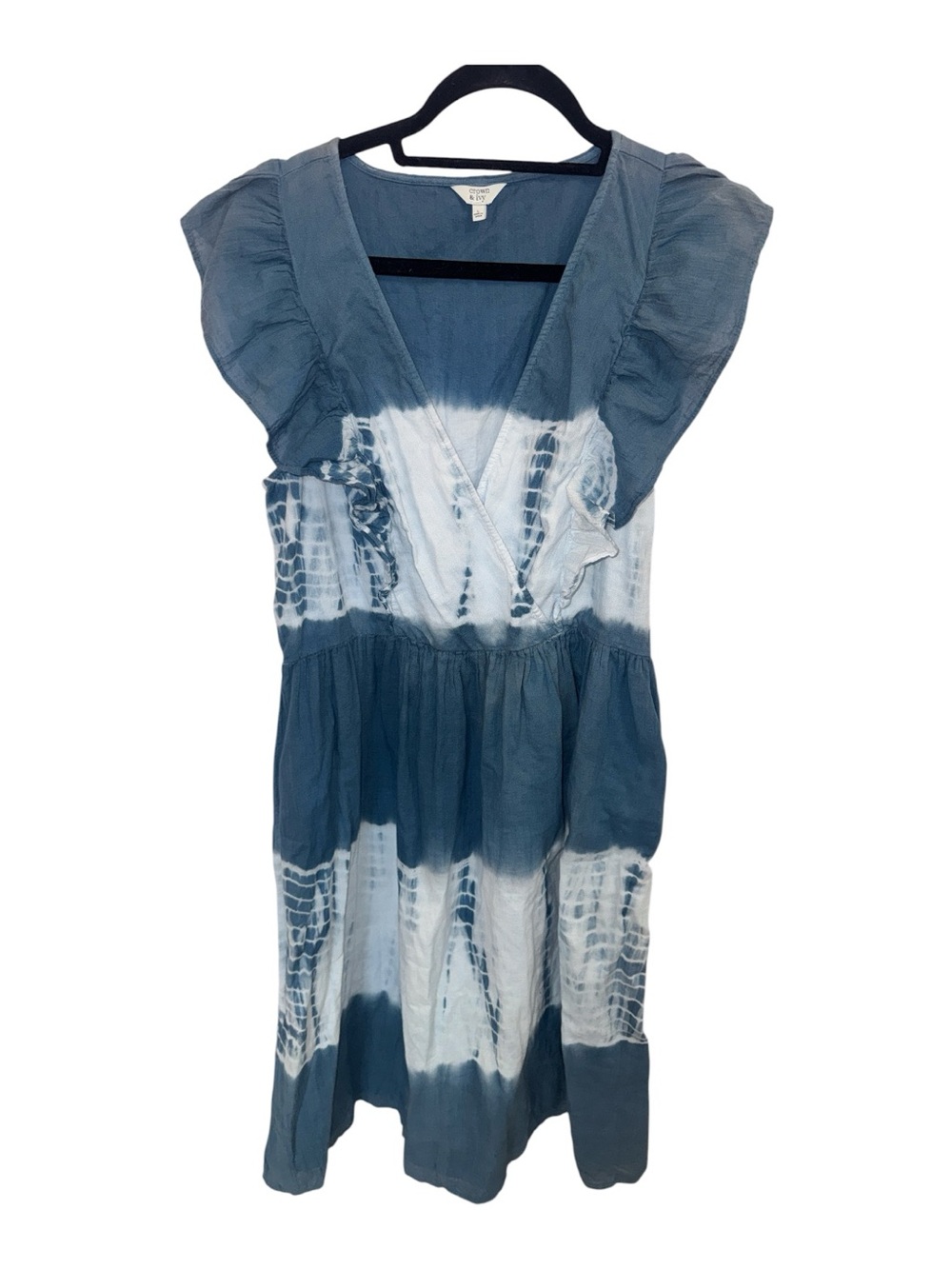 crown & ivy Blue and White Tie-Dye Mini Dress